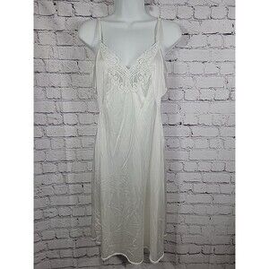Vintage Body Lites White Satin Nightgown Lace Adjustable Straps Size 38 Med?